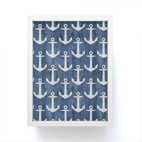 Schatzi Brown Chevron Anchor Denim Framed Mini Art Print