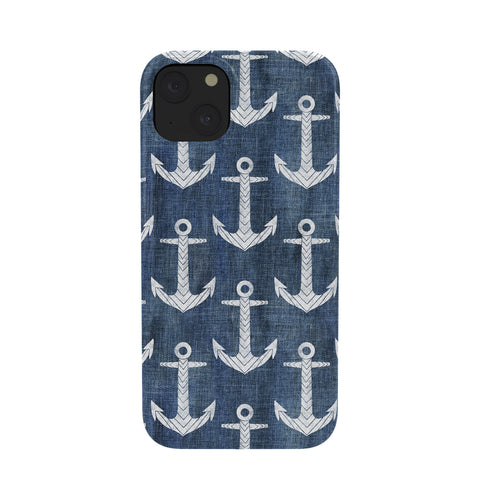 Schatzi Brown Chevron Anchor Denim Phone Case