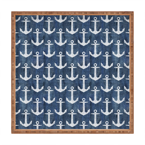 Schatzi Brown Chevron Anchor Denim Square Tray