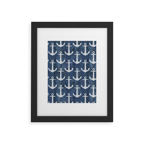 Schatzi Brown Chevron Anchor Denim Framed Art Print