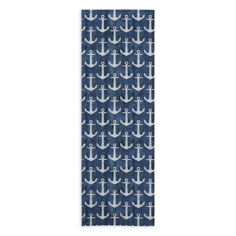 Schatzi Brown Chevron Anchor Denim Yoga Towel