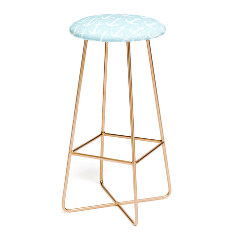 Schatzi Brown Chevron Anchor Light Aqua Bar Stool