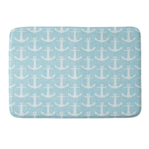 Schatzi Brown Chevron Anchor Light Aqua Memory Foam Bath Mat