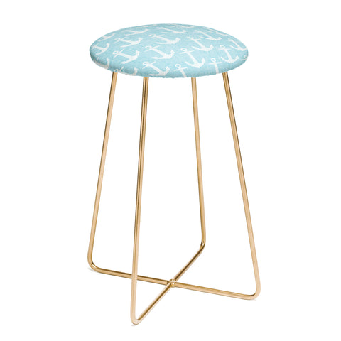 Schatzi Brown Chevron Anchor Light Aqua Counter Stool