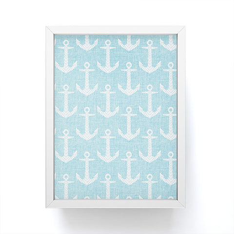 Schatzi Brown Chevron Anchor Light Aqua Framed Mini Art Print