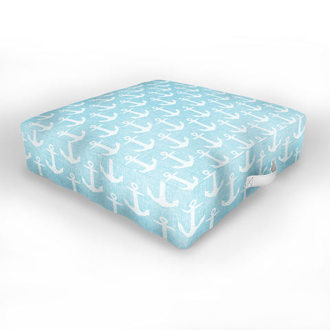 Schatzi Brown Chevron Anchor Light Aqua Outdoor Floor Cushion