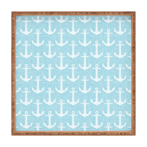 Schatzi Brown Chevron Anchor Light Aqua Square Tray