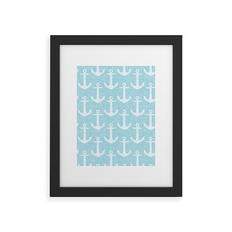 Schatzi Brown Chevron Anchor Light Aqua Framed Art Print