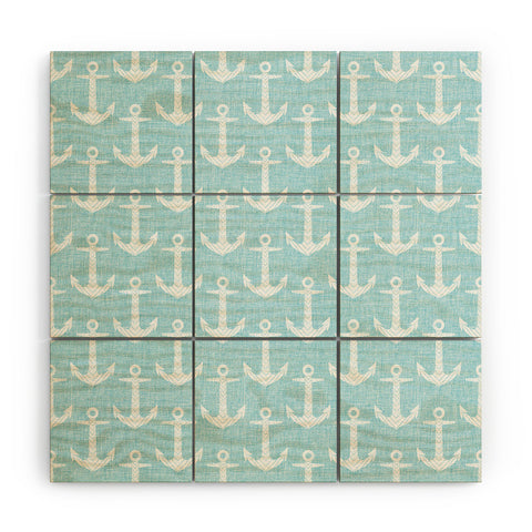 Schatzi Brown Chevron Anchor Light Aqua Wood Wall Mural