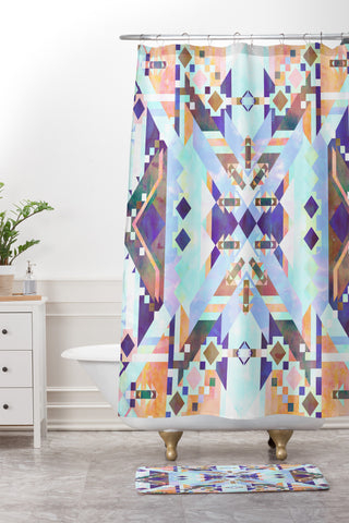 Schatzi Brown Chichen Itza Light Shower Curtain And Mat