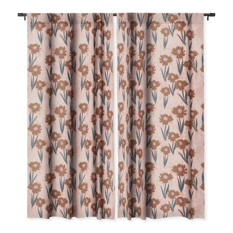 Schatzi Brown Danni Floral Pink Blackout Window Curtain