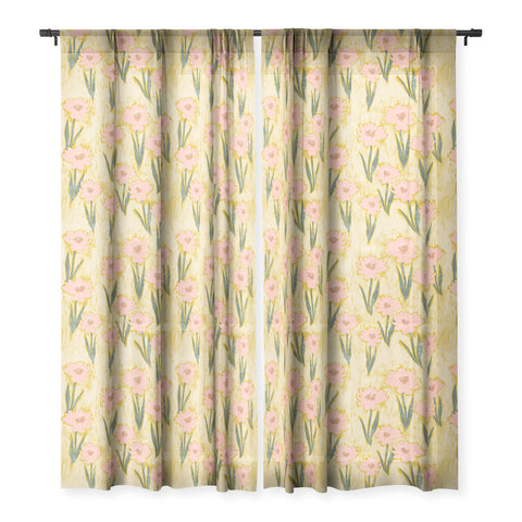 Schatzi Brown Danni Floral Yellow Sheer Window Curtain