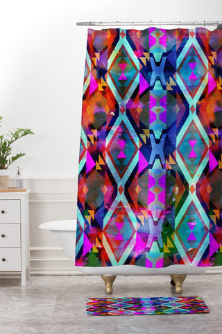 Schatzi Brown Diamond Fiesta Shower Curtain And Mat