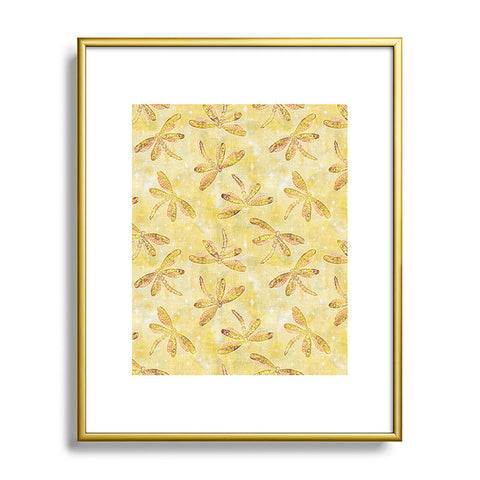 Schatzi Brown Dragonfly Golden Metal Framed Art Print