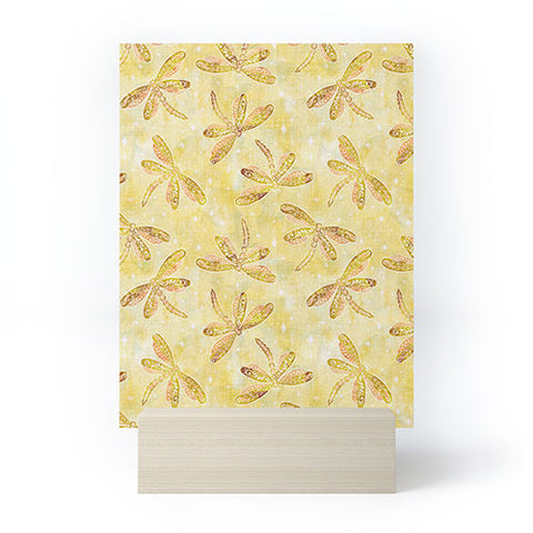 Schatzi Brown Dragonfly Golden Mini Art Print