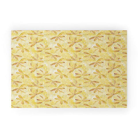 Schatzi Brown Dragonfly Golden Welcome Mat