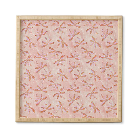 Schatzi Brown Dragonfly Peach Framed Wall Art