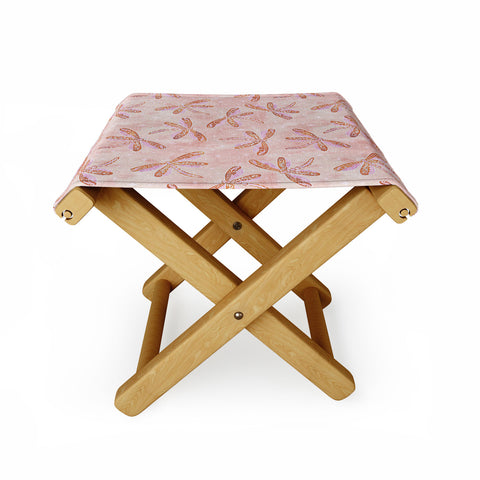 Schatzi Brown Dragonfly Peach Folding Stool