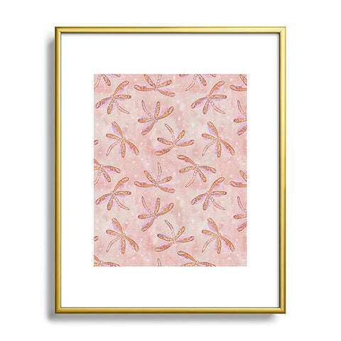 Schatzi Brown Dragonfly Peach Metal Framed Art Print