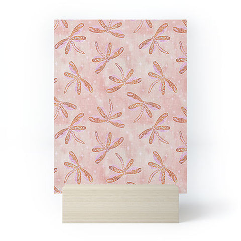 Schatzi Brown Dragonfly Peach Mini Art Print