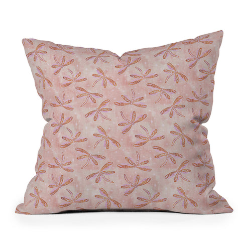 Schatzi Brown Dragonfly Peach Throw Pillow