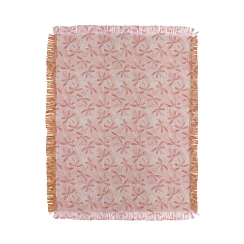 Schatzi Brown Dragonfly Peach Throw Blanket