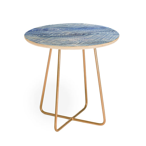 Schatzi Brown Drawn Diamond Chambray Round Side Table