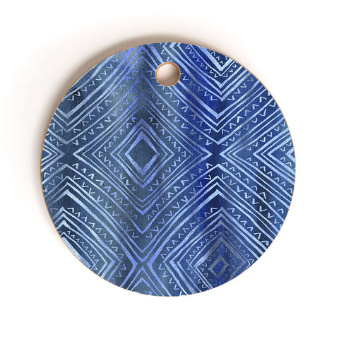 Schatzi Brown Drawn Diamond Denim Cutting Board Round