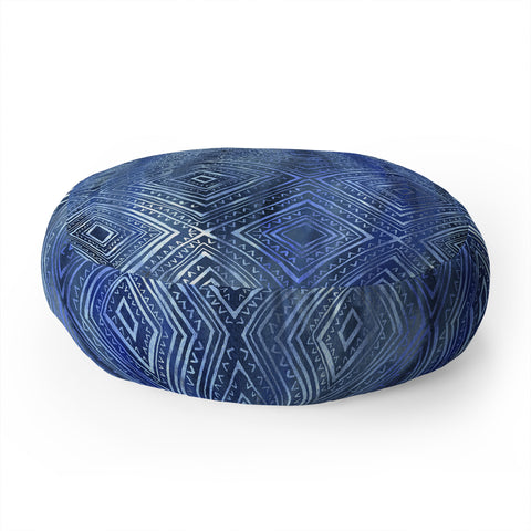 Schatzi Brown Drawn Diamond Denim Floor Pillow Round