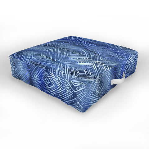 Schatzi Brown Drawn Diamond Denim Outdoor Floor Cushion