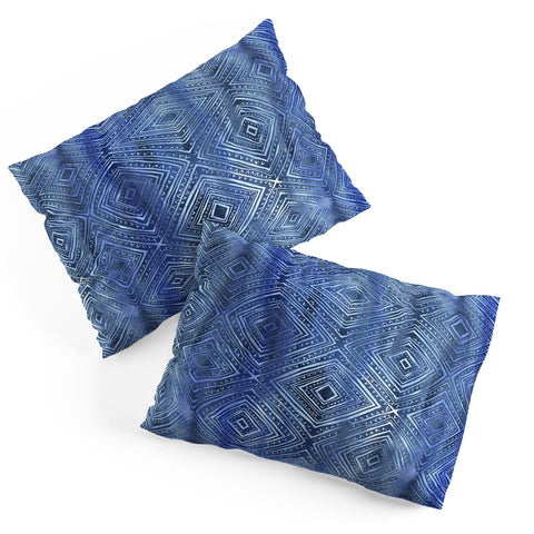 Schatzi Brown Drawn Diamond Denim Pillow Shams