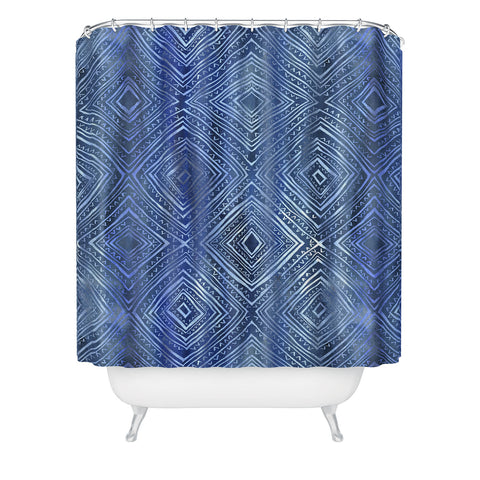 Schatzi Brown Drawn Diamond Denim Shower Curtain