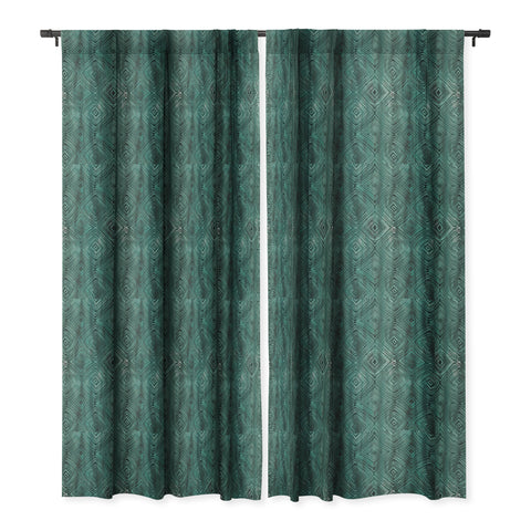 Schatzi Brown Drawn Diamond Green Blackout Window Curtain