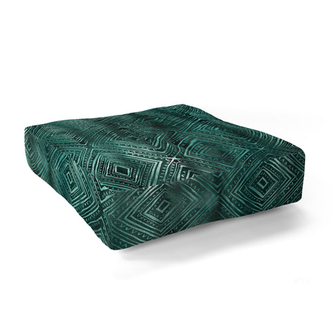Schatzi Brown Drawn Diamond Green Floor Pillow Square