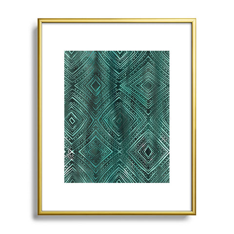 Schatzi Brown Drawn Diamond Green Metal Framed Art Print