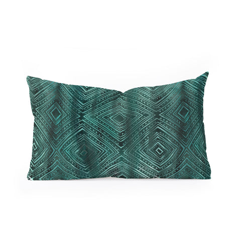 Schatzi Brown Drawn Diamond Green Oblong Throw Pillow