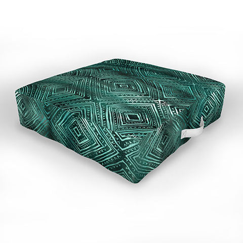 Schatzi Brown Drawn Diamond Green Outdoor Floor Cushion