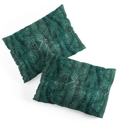 Schatzi Brown Drawn Diamond Green Pillow Shams