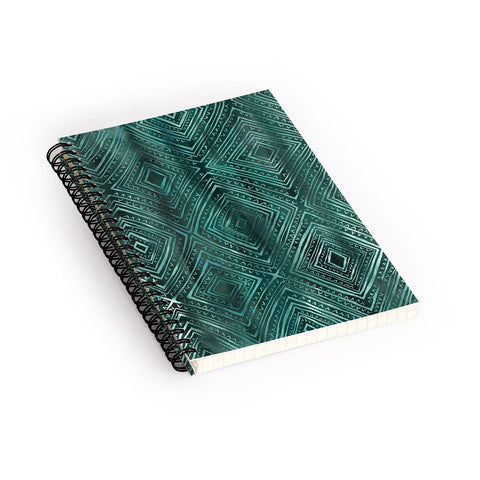 Schatzi Brown Drawn Diamond Green Spiral Notebook