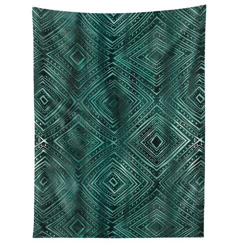 Schatzi Brown Drawn Diamond Green Tapestry