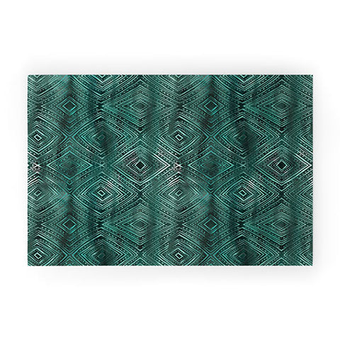 Schatzi Brown Drawn Diamond Green Welcome Mat