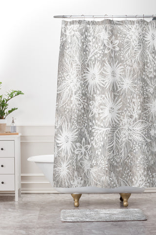 Schatzi Brown Eden Floral Sand Shower Curtain And Mat