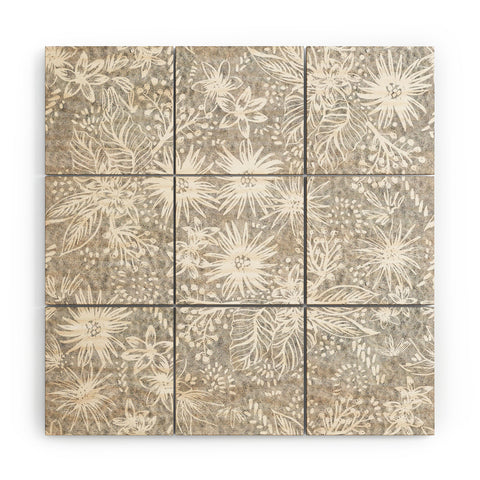 Schatzi Brown Eden Floral Sand Wood Wall Mural