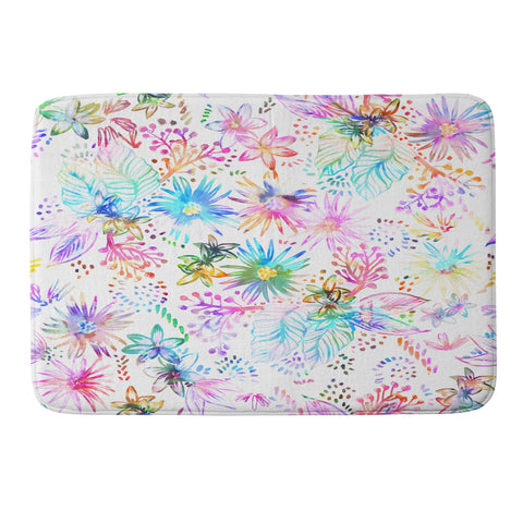 Schatzi Brown Eden Floral White Memory Foam Bath Mat