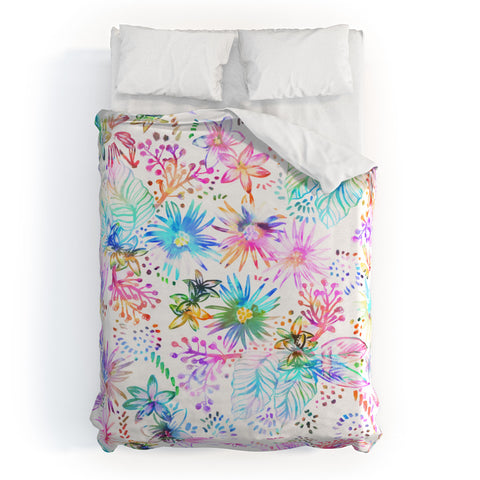 Schatzi Brown Eden Floral White Duvet Cover