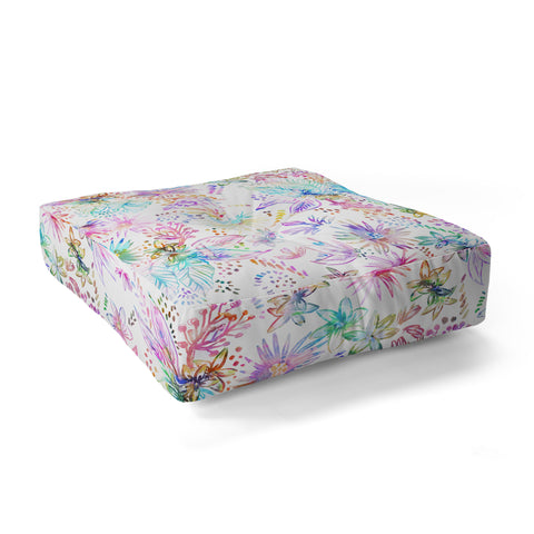 Schatzi Brown Eden Floral White Floor Pillow Square