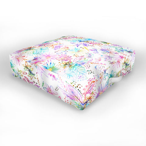 Schatzi Brown Eden Floral White Outdoor Floor Cushion