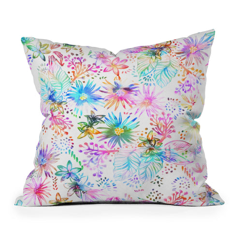 Schatzi Brown Eden Floral White Throw Pillow