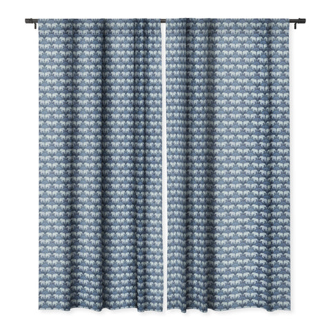 Schatzi Brown Elephant 1 Blue Blackout Window Curtain