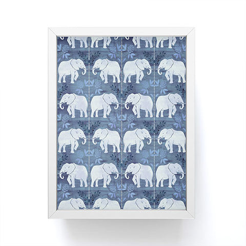 Schatzi Brown Elephant 1 Blue Framed Mini Art Print